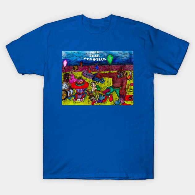 Burn Bear Pyrotica: Trampled Clown Edition T-Shirt by Wader Salad